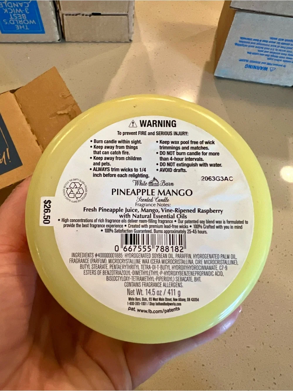 White Barn Pineapple Mango Scented Candle - NWT